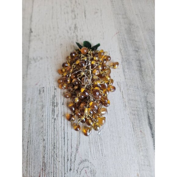 Vintage mini yellow grape beaded Vine ornament Xmas - Picture 1 of 6